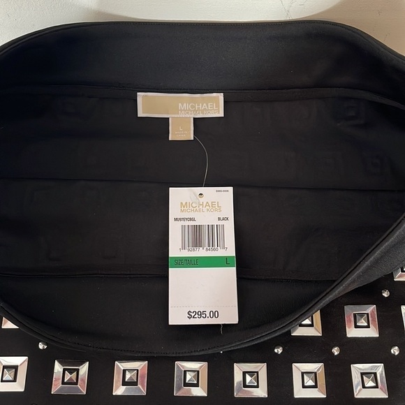 NWT Michael KORS, black with silver metal squares skirt, size L - Picture 2 of 3